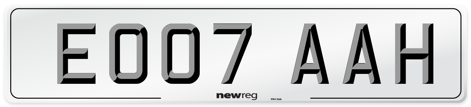 EO07 AAH Number Plate from New Reg